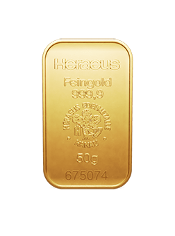 50 Gramm Heraeus Goldbarren